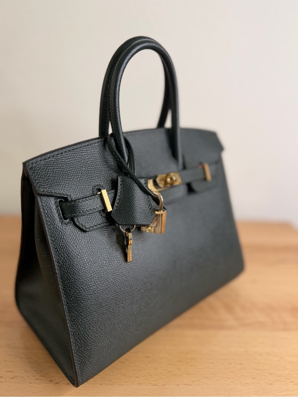 H BIRKIN 25 IMPORTED EPSOM HANDMADE MALACHITE VERT FONCE GHW SELLIER